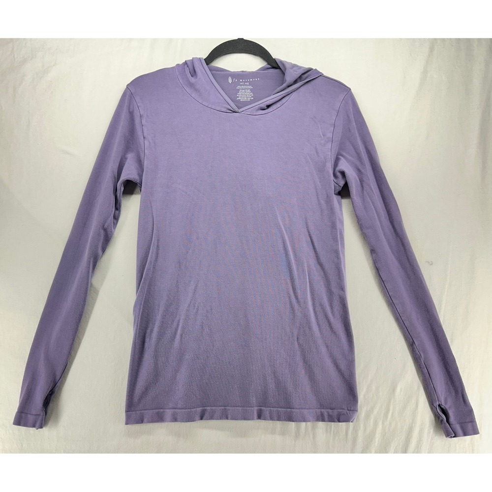 FP Movement Free People Purple Long Sleeve Hooded Top Thumbholes Size M/L